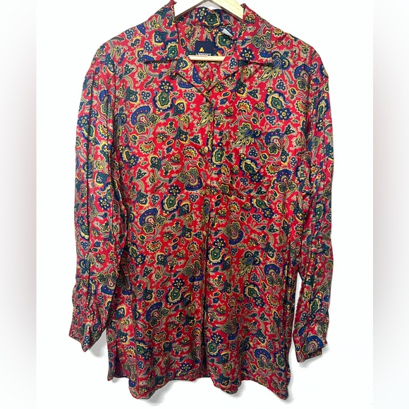Vintage Lizsport Colorful Women’s Blouse 100% Rayon‎ Size Medium - Picture 1 of 7